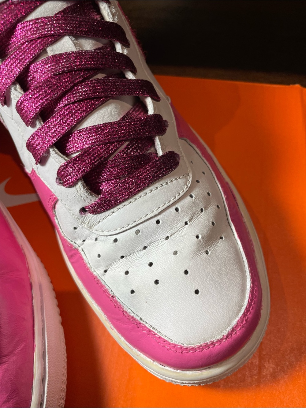 Nike Air Force 1 White Custom painted Pink Women’s Shoes US 9.5 EUR41 Authentic - Picture 7 of 16